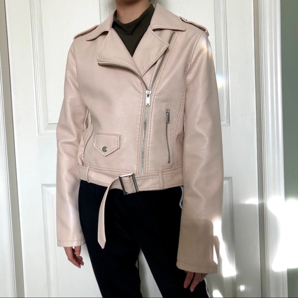 NWOT Baby Pink Leather Jacket - Picture 4 of 4